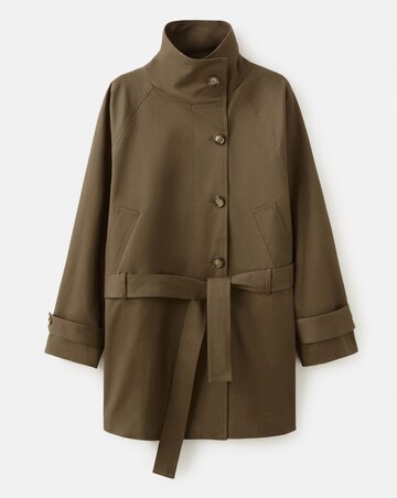Mango Double Breasted Short Trench Coat With High Neck