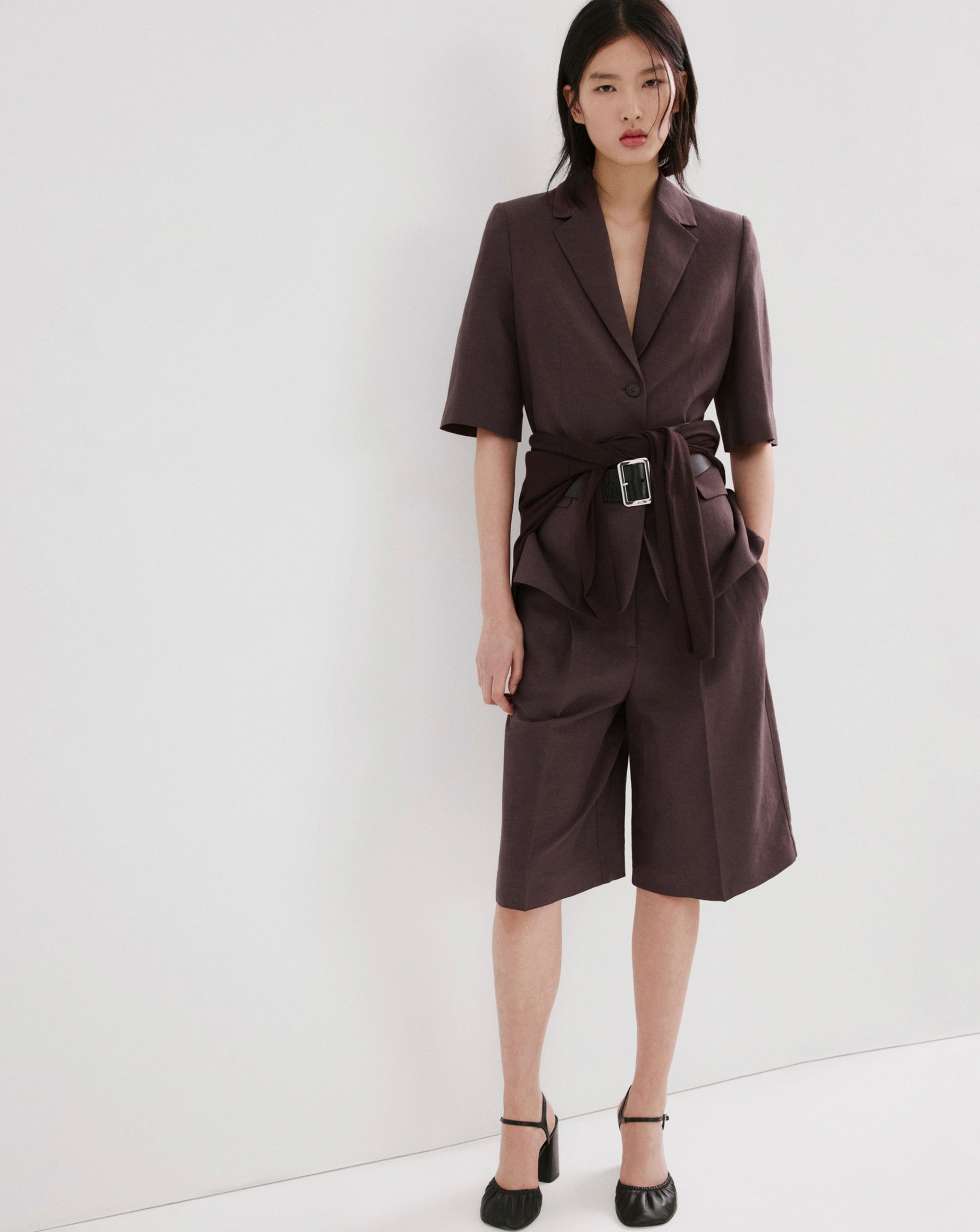 New In - Mango Straight Linen Bermuda Shorts