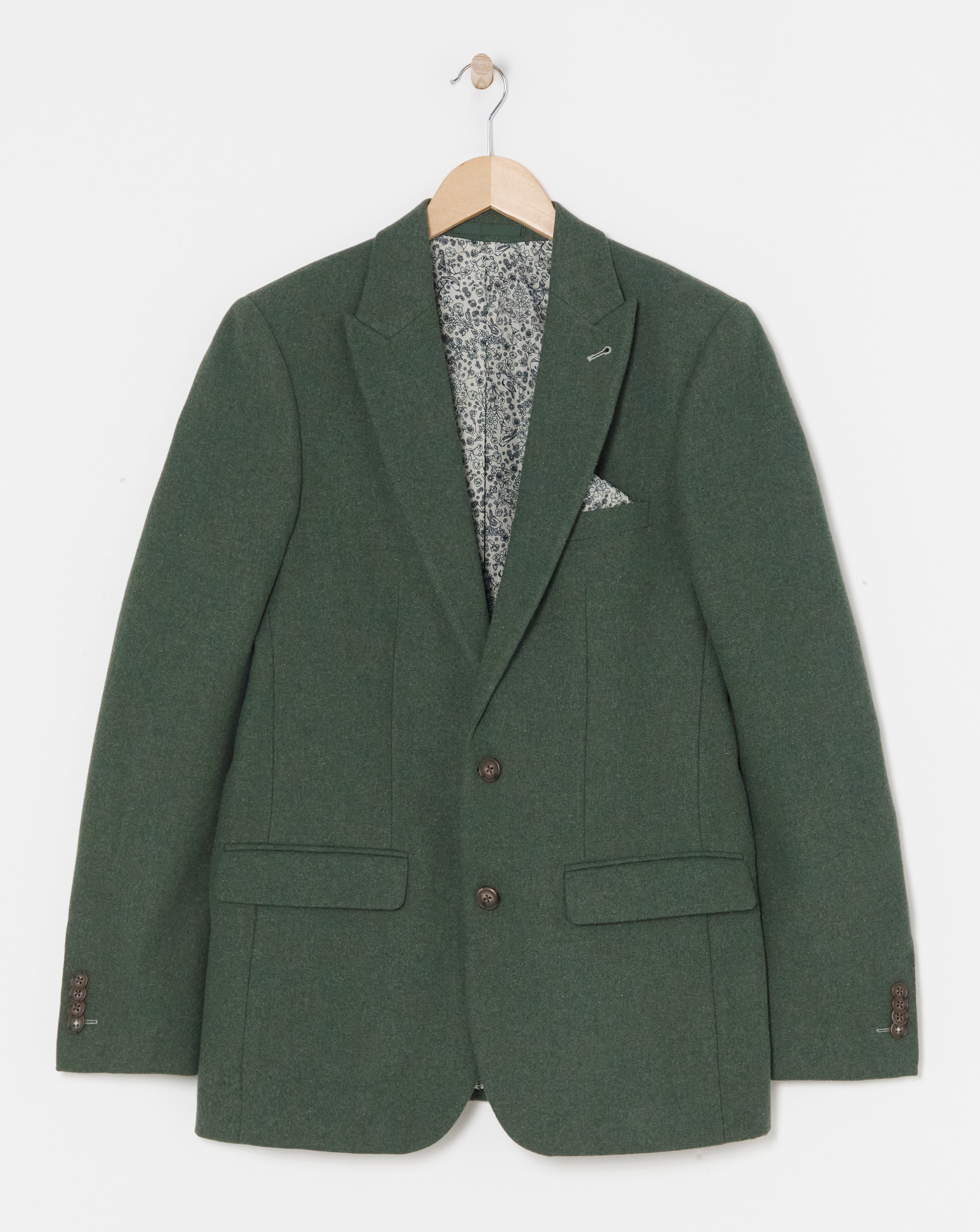 Green Wool Blend Suit Jacket