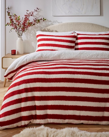 Candy Cane Striped Fleece Duvet Cover Set