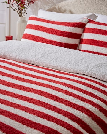 Candy Cane Striped Fleece Duvet Cover Set