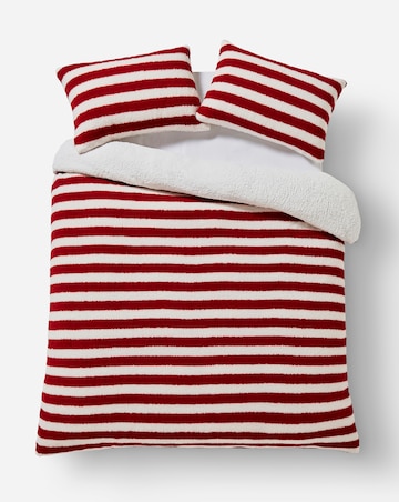 Candy Cane Striped Fleece Duvet Cover Set