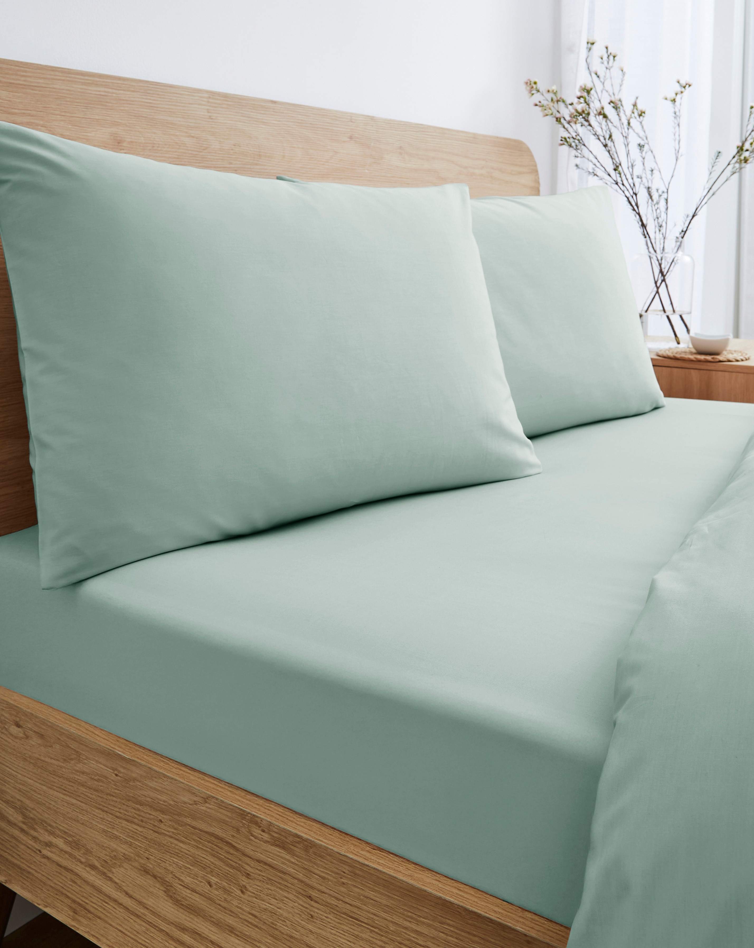 Pure Cotton 200TC 30cm Fitted Sheet - Duck Egg