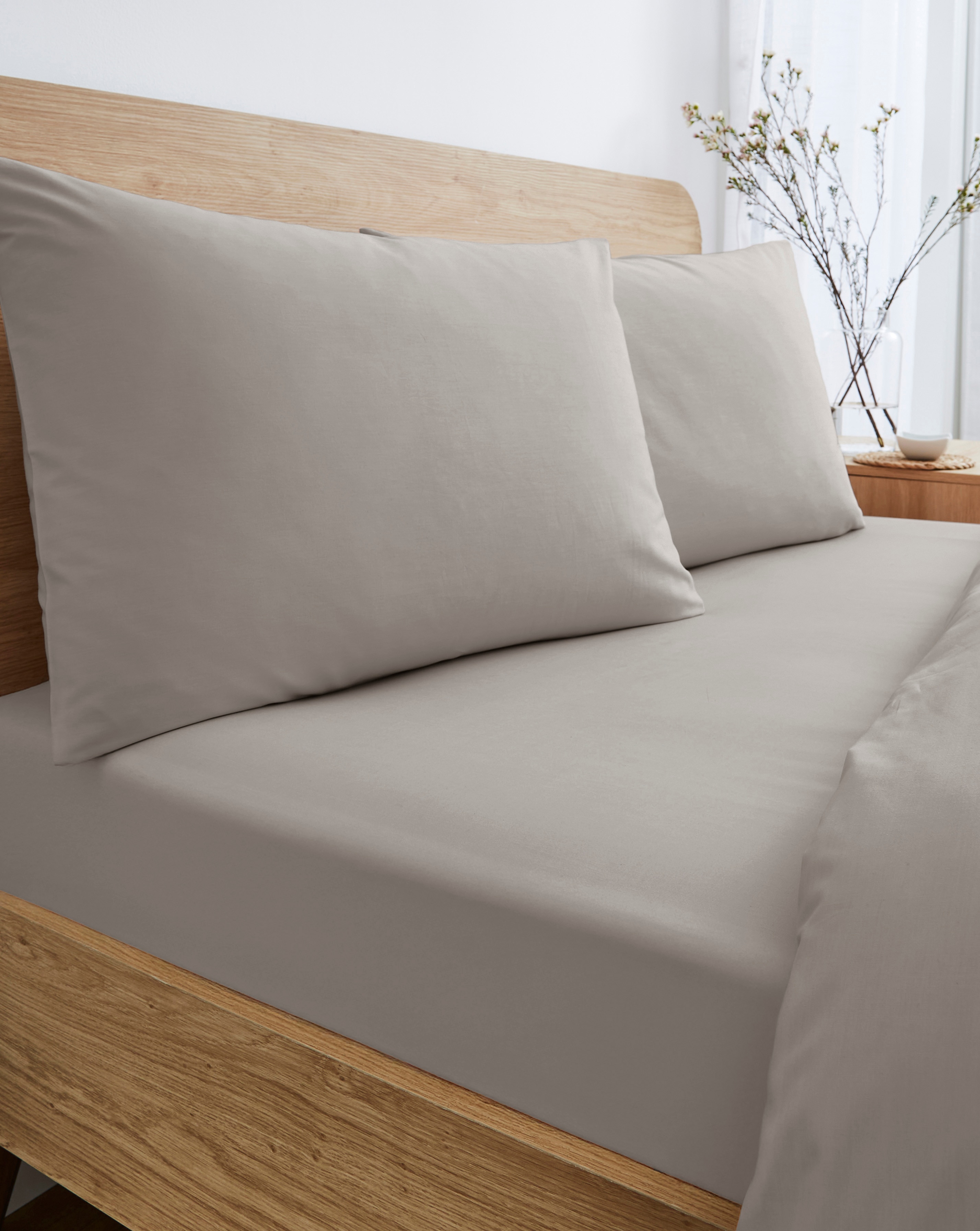 Pure Cotton 200TC 30cm Fitted Sheet - Grey