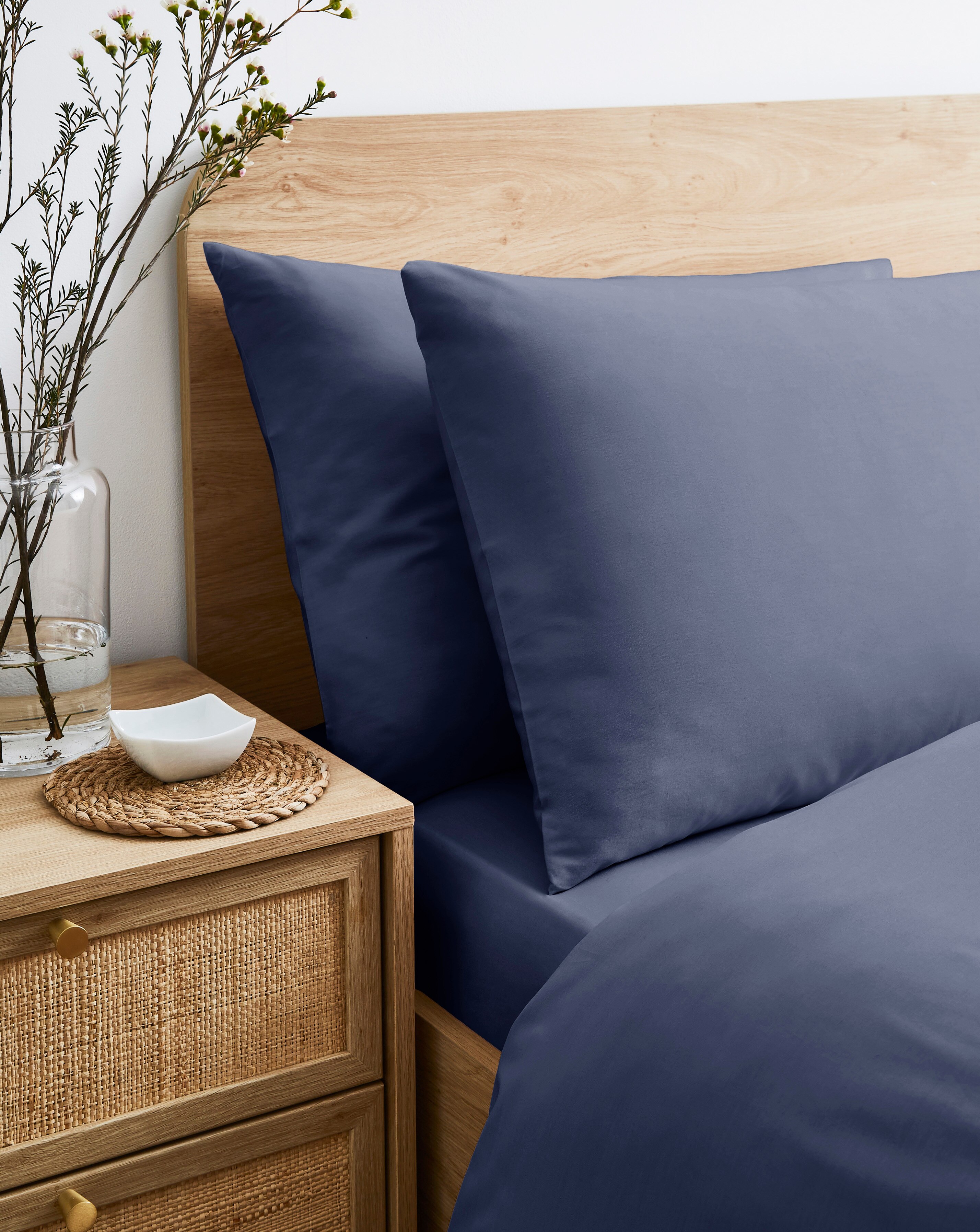 Pure Cotton 200TC Pillow Cases - Navy