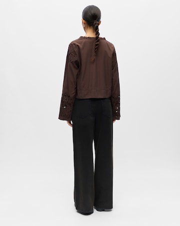 Object Brown Long Sleeve V-Neck Top
