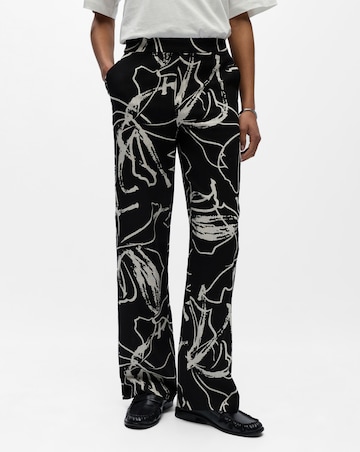 Object Linen Blend Printed Wide Leg Trouser