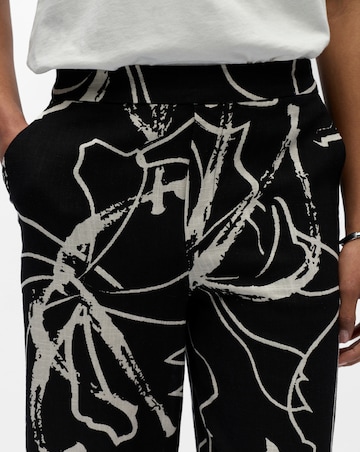 Object Linen Blend Printed Wide Leg Trouser