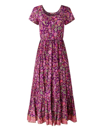 Joe Browns Heidi Crinkle Cotton Border Print Dress