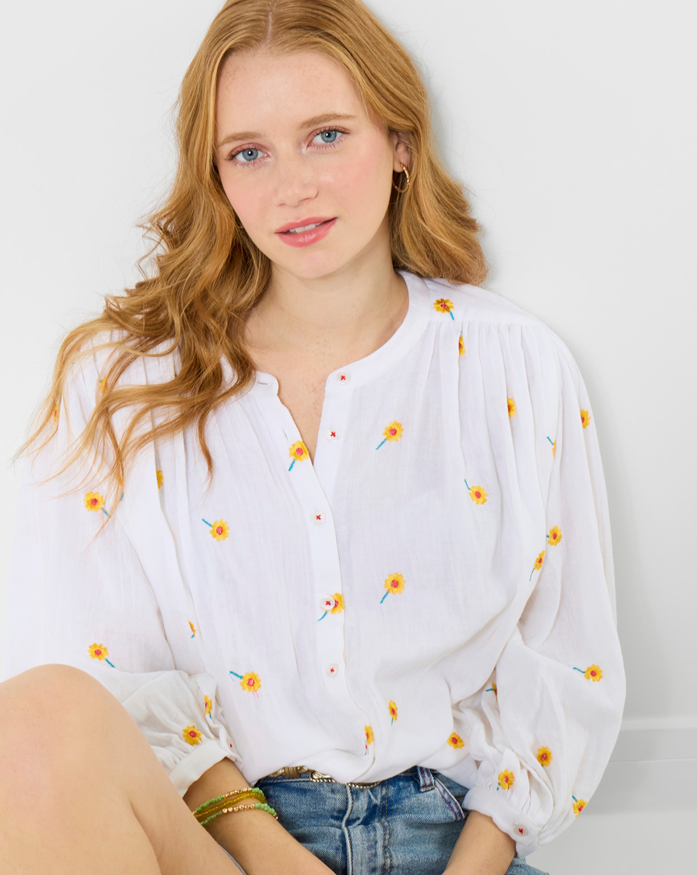 New In - JB Sunshine Embroidered Cotton Blouse