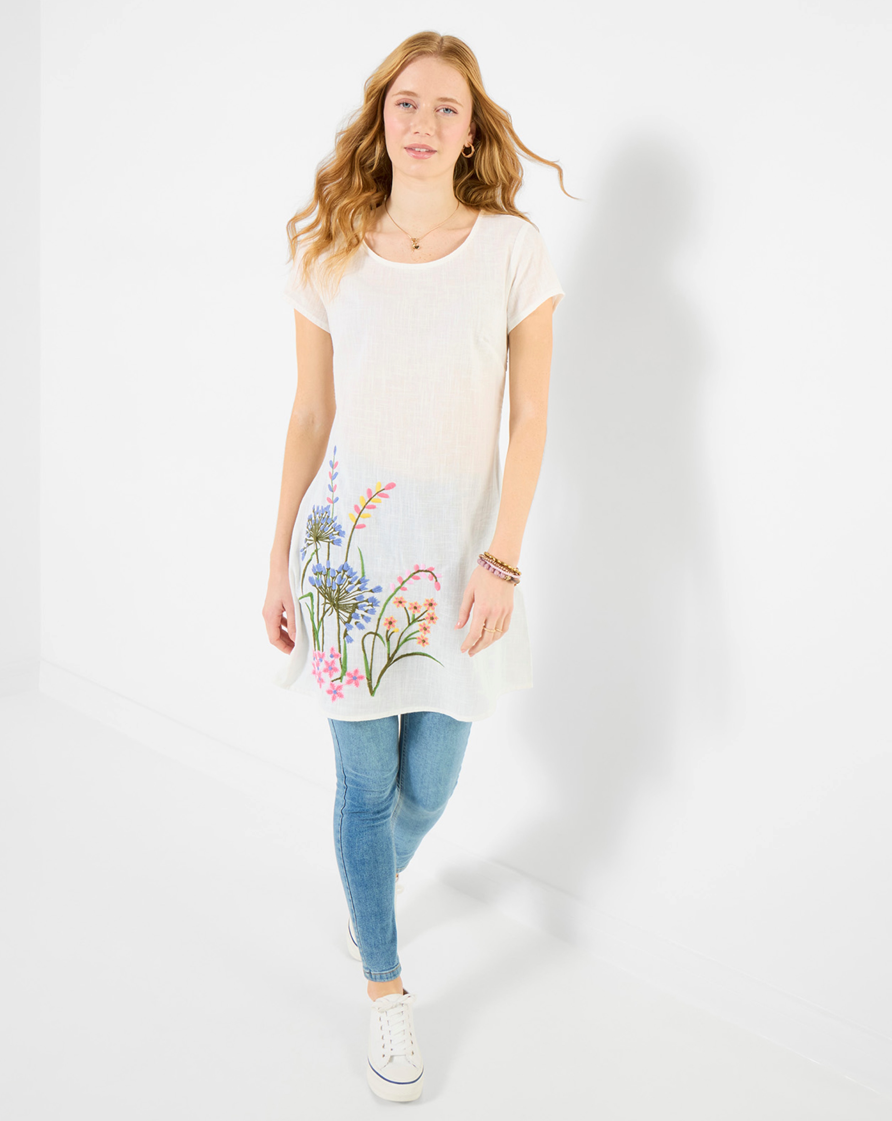 New In - JB Spring Meadow Embroidered Tunic Top
