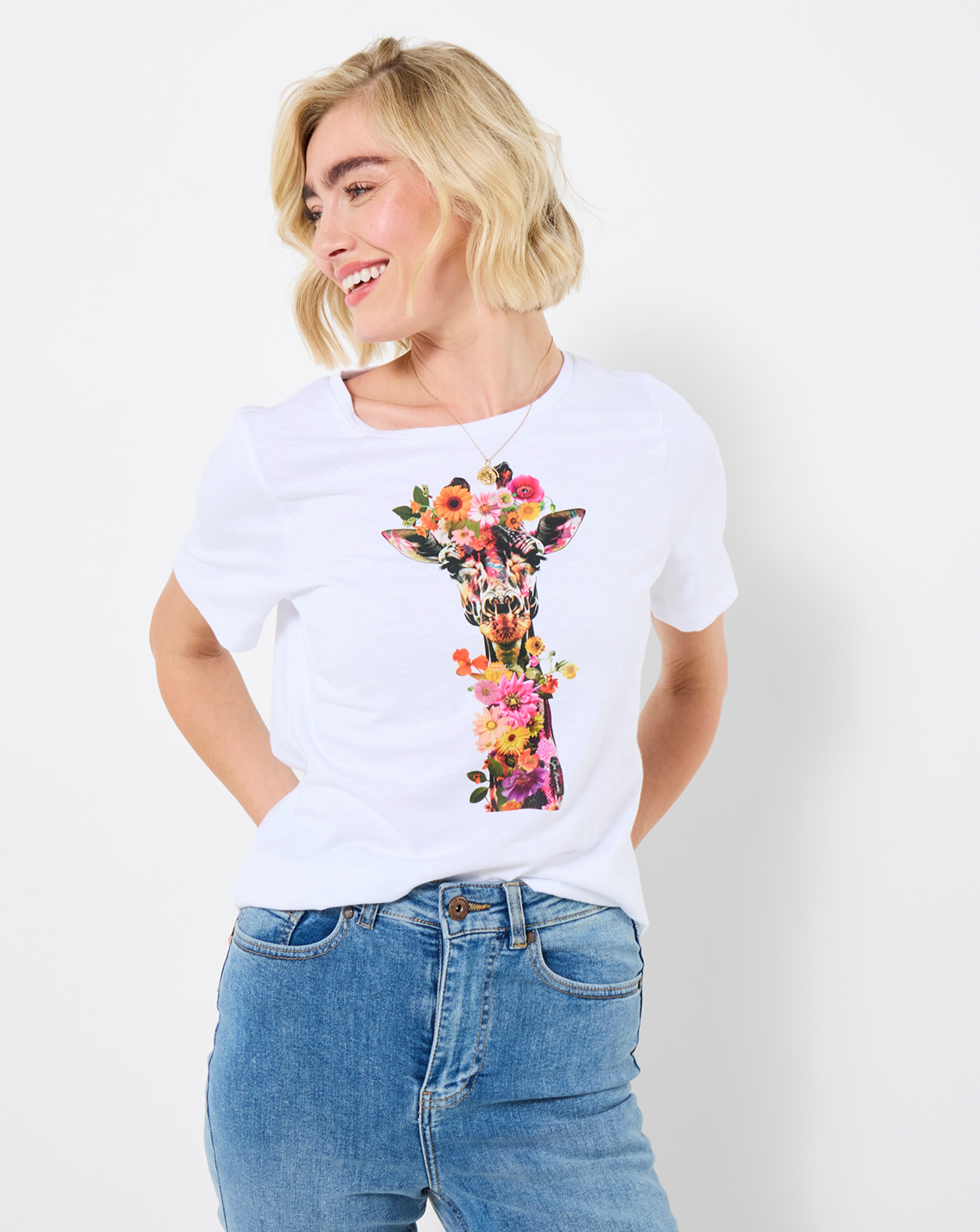New In - JB Floral Fancy Giraffe Graphic Tee