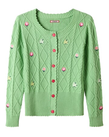 Joe Browns Penny Embroidered Floral Cable Knit Cardigan