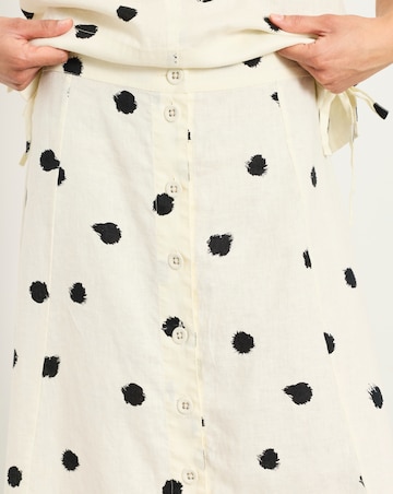 FatFace Eleana Linen Spot Midi Skirt