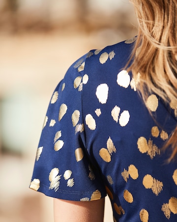 Sosandar Metallic Spot Print Wrap Dress