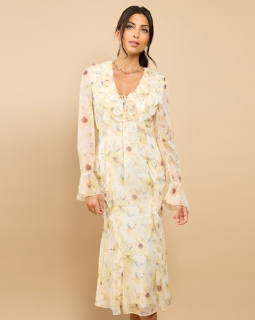 Little Mistress Floral Chiffon Midaxi Dress