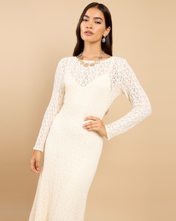 Little Mistress Cream Texture Midaxi Dress