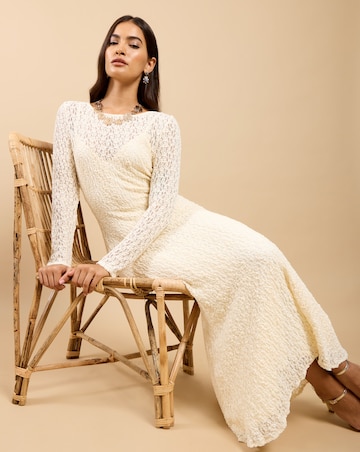 Little Mistress Cream Texture Midaxi Dress