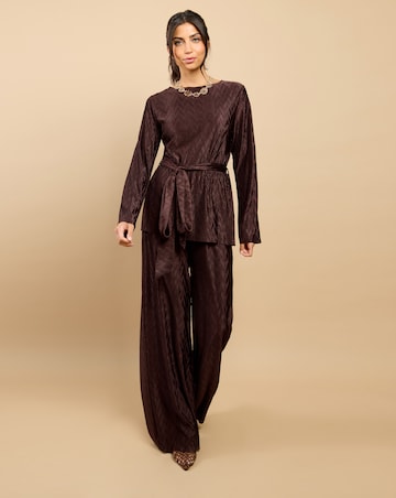 Little Mistress Brown Plisse Trouser