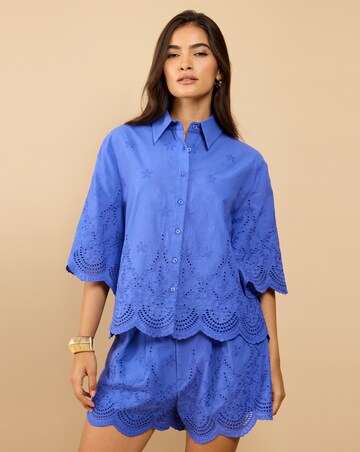Little Mistress Blue Embroidered Shirt