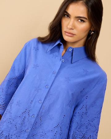Little Mistress Blue Embroidered Shirt
