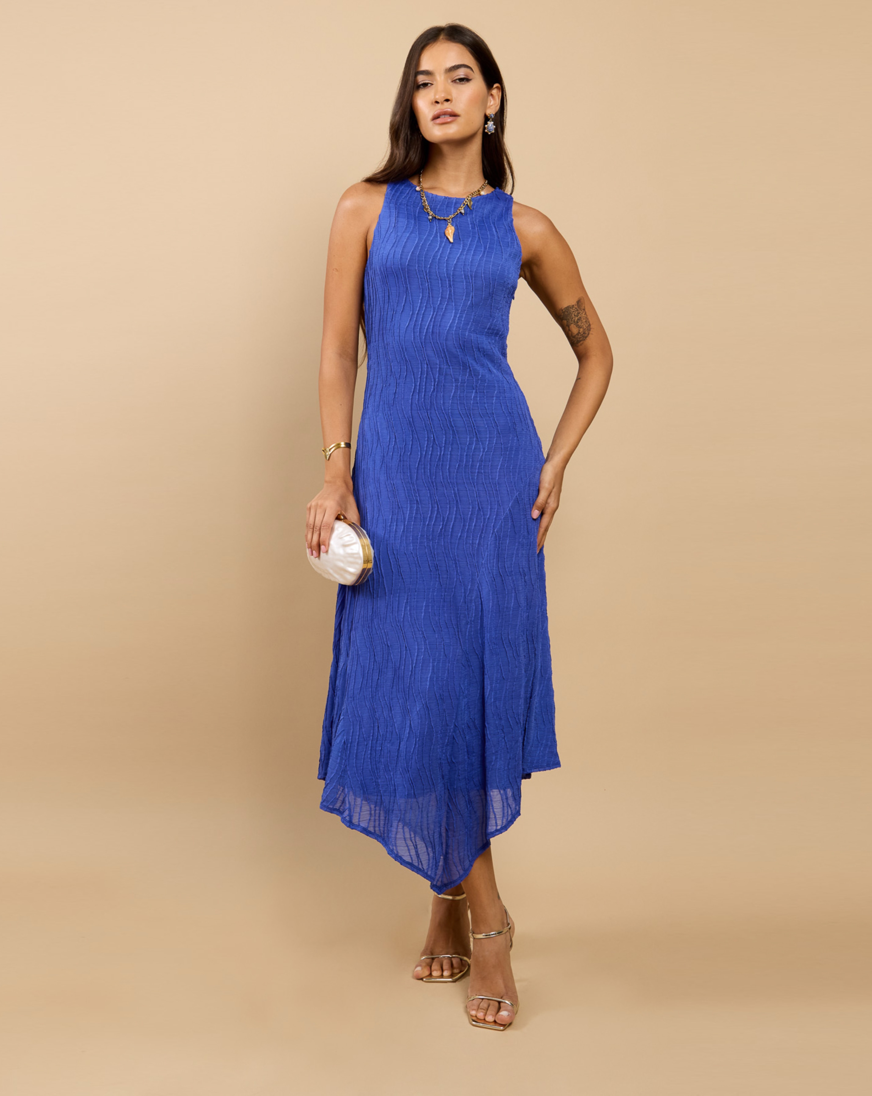 LM Blue Texture Midaxi