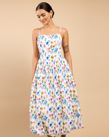 Little Mistress Floral Balloon Midaxi Dress
