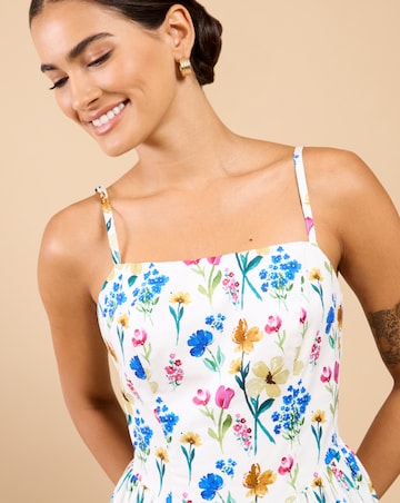 Little Mistress Floral Balloon Midaxi Dress