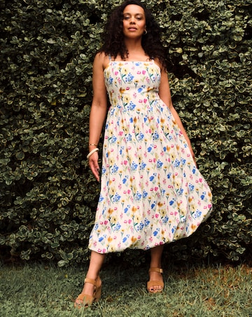 Little Mistress Floral Balloon Midaxi Dress