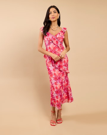 Little Mistress Floral Ruffle Midaxi Dress