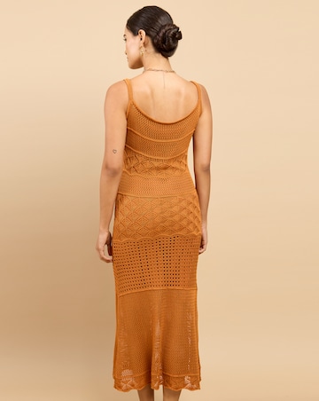 Little Mistress Brown Crochet Midaxi Dress