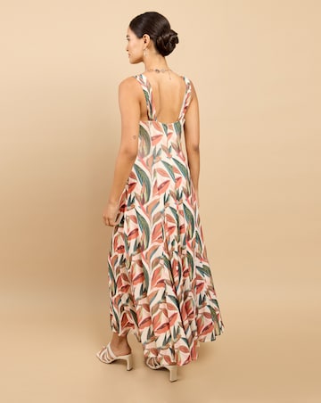 Little Mistress Leaf Print Maxi Dress