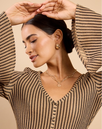 Little Mistress Brown Stripe Mini Dress