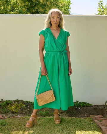Little Mistress Green Frill Midaxi Dress