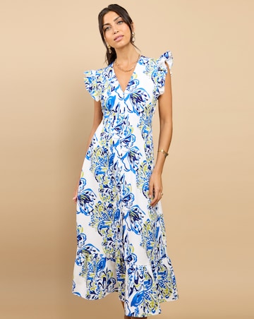 Little Mistress Blue Floral Midaxi Dress