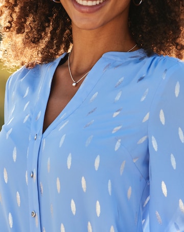 Sosandar Blue Metallic Fleck Lurex Blouse