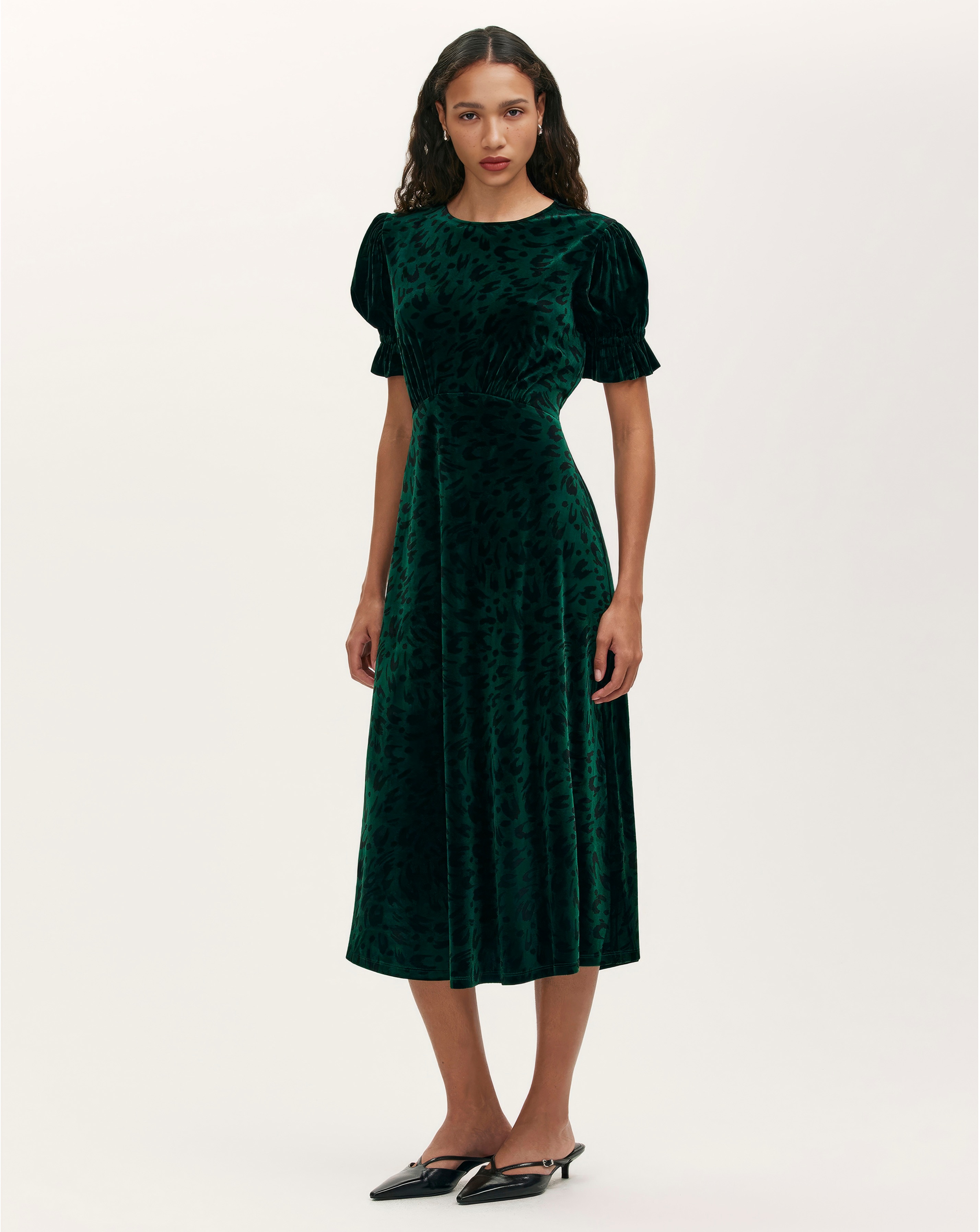 New In - Finery London Animal Print Velvet Dress