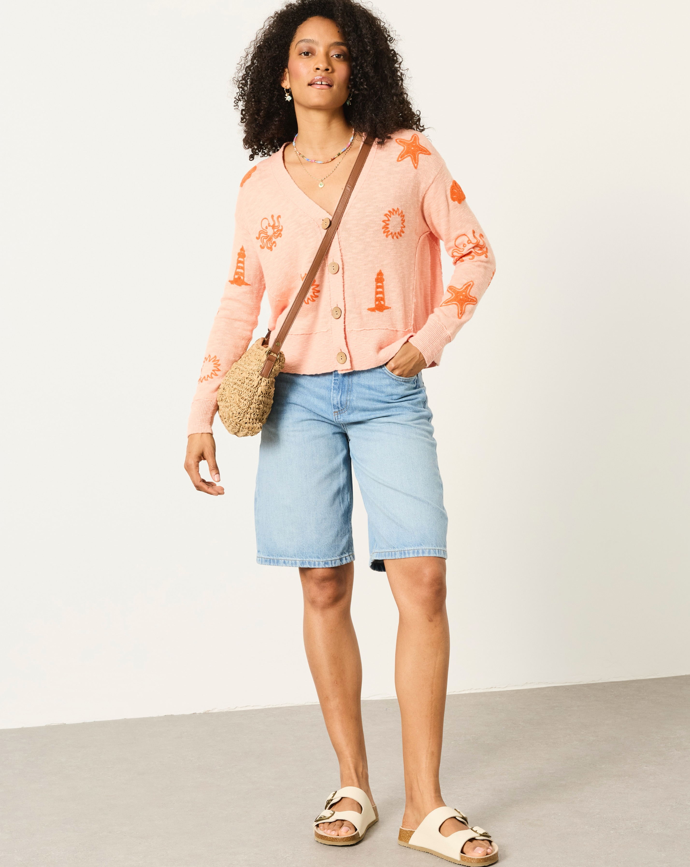 New In - Fatface Seascape Embroidered Cardigan