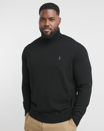 Polo Ralph Lauren Black Merino Polo Neck Jumper