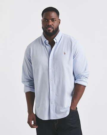 Polo Ralph Lauren Long Sleeve Stripe Stretch Pique Shirt - Blue