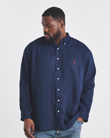 Polo Ralph Lauren Long Sleeve Linen Mix Shirt - Navy
