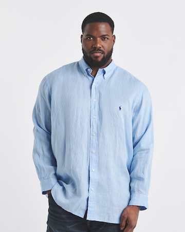 Polo Ralph Lauren Long Sleeve Linen Mix Shirt - Blue
