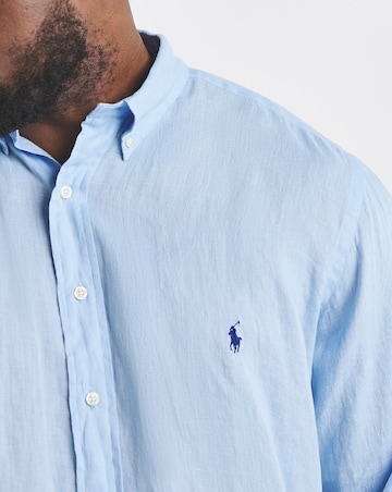 Polo Ralph Lauren Long Sleeve Linen Mix Shirt - Blue