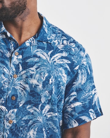 Polo Ralph Lauren Short Sleeve Printed Linen Shirt - Indigo