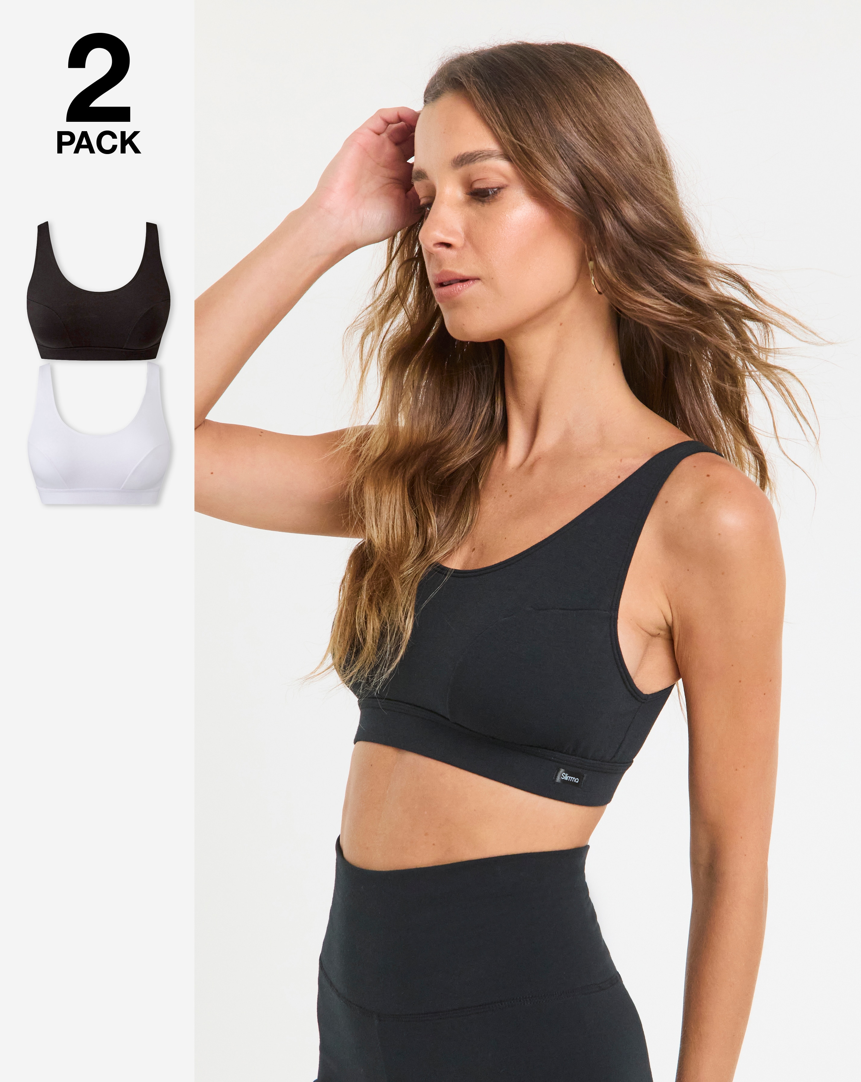 Black/White 2 Pk Slimma Comfort Tops A-D
