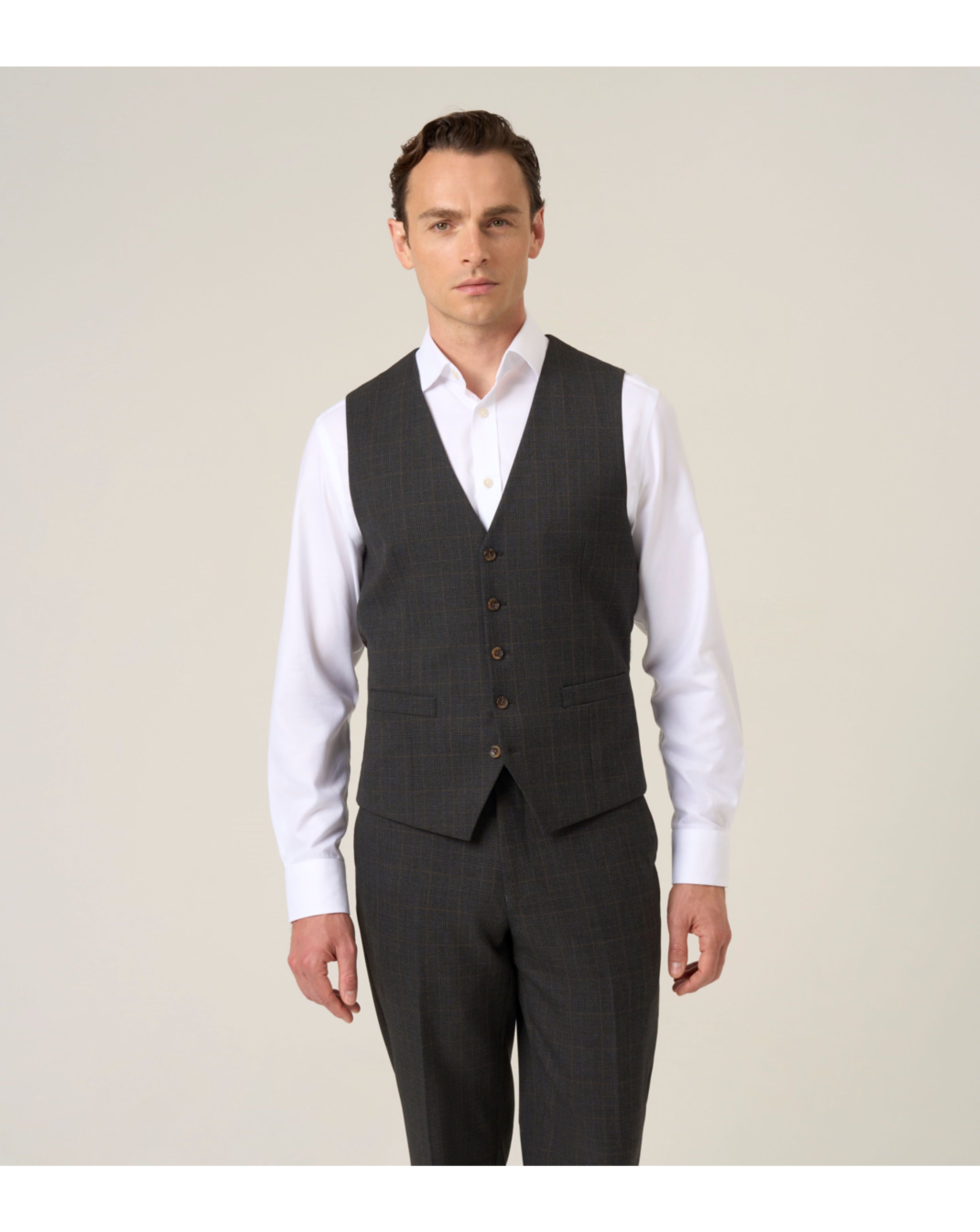 Skopes Elijah Suit Wcoat Charcoal Check