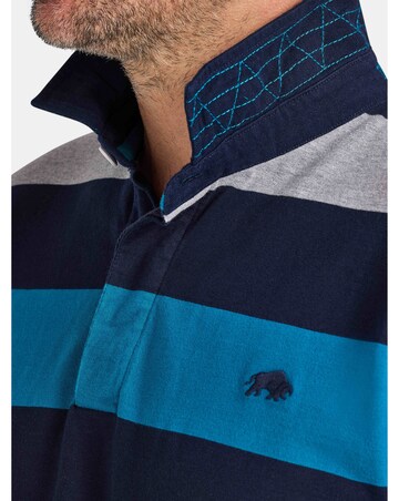 Raging Bull L/S Contrast Chest Stripe Rugby Cobalt