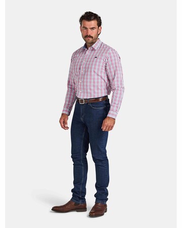 Raging Bull Long Sleeve Large Check Cotton Poplin Shirt Pink
