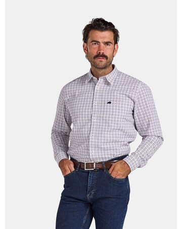 Raging Bull Long Sleeve Tattershall Brushed Cotton Shirt Purple