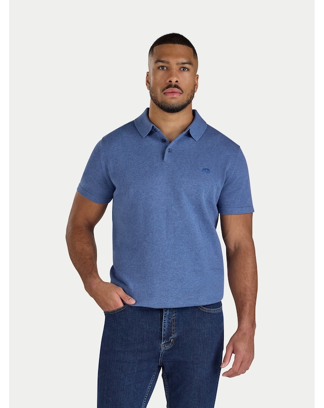 Raging Bull Short Sleeve Knitted Polo Chambray